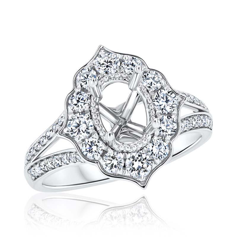 Milgrain Vintage 18KW Engagement Setting Washington Diamond